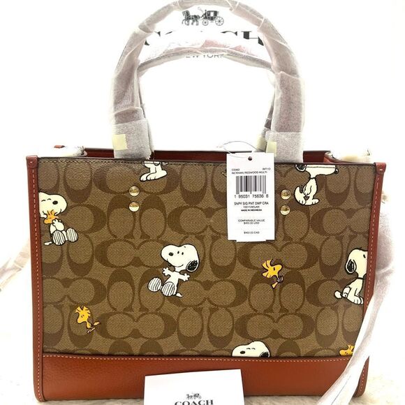 🔥NEW! Coach X Peanuts Dempsey Carryall in Canvas w/ Snoopy Msrp: $450.00 - Picture 8 of 11